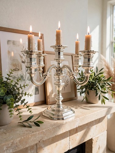 Silver plated candelabra - (d),
